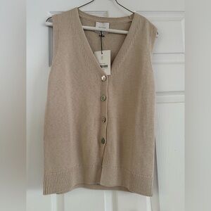 Reformation Linden Cotton Sweater Vest Brown - Size S